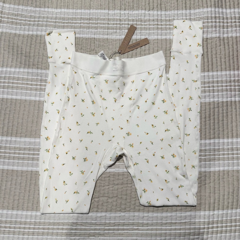 SKIMS Cotton Rib Leggings Floral Print XS